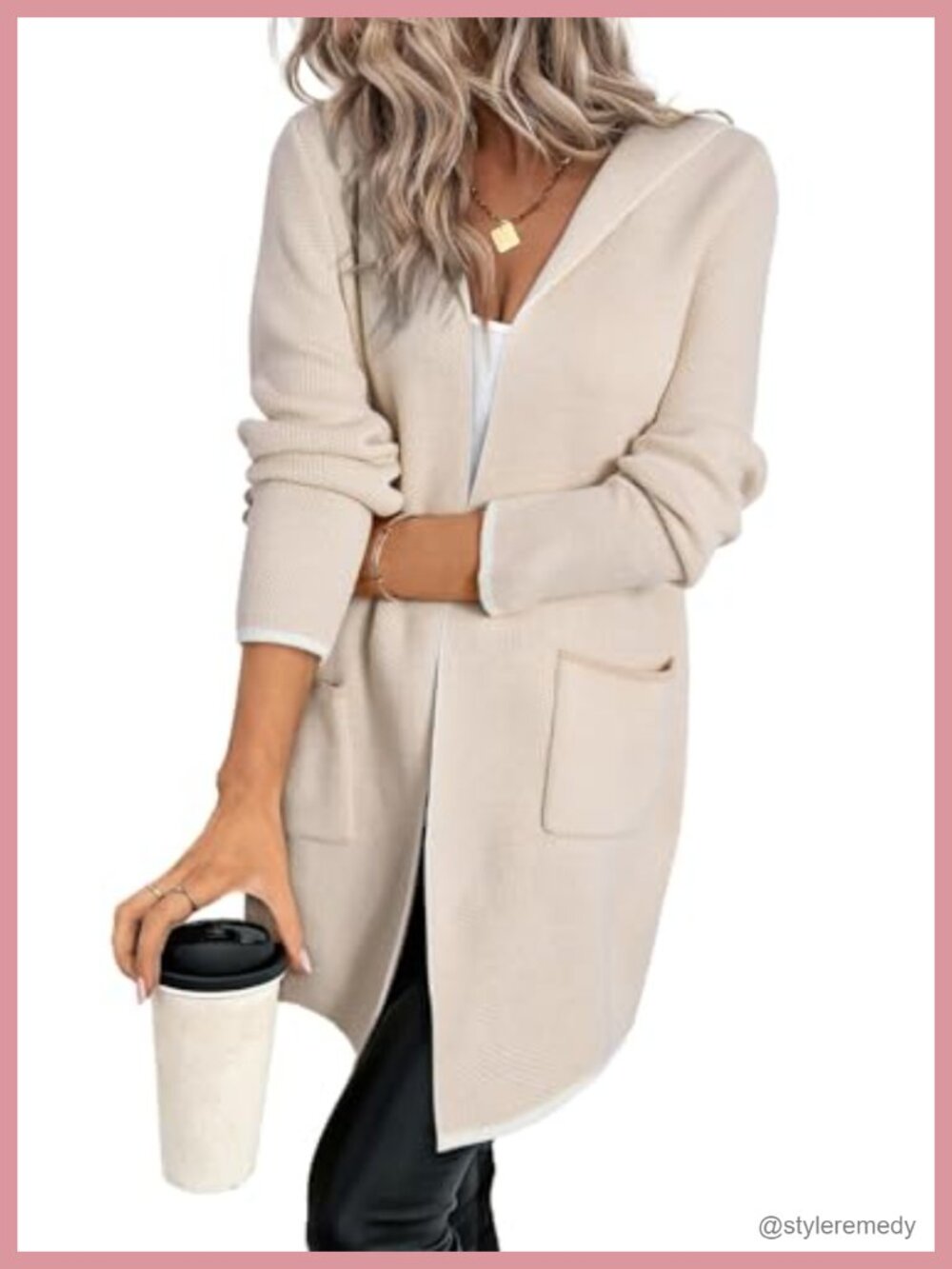 Women's Hooded Cardigan Sweater Fall Outfits Long Sleeve Knit Open Front